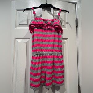 Place Pink and Gray Striped Jumpsuit, SZ 14, NWOT
